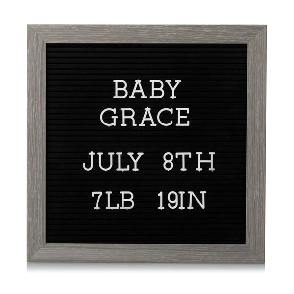 Rustic Wooden Letterboard Set with 188 Letters & Numbers: Light Gray