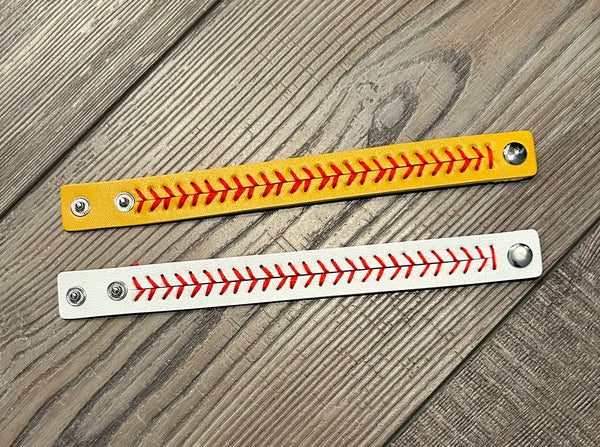 Adjustable Baseball or Softball Stitches Bracelets: Softball