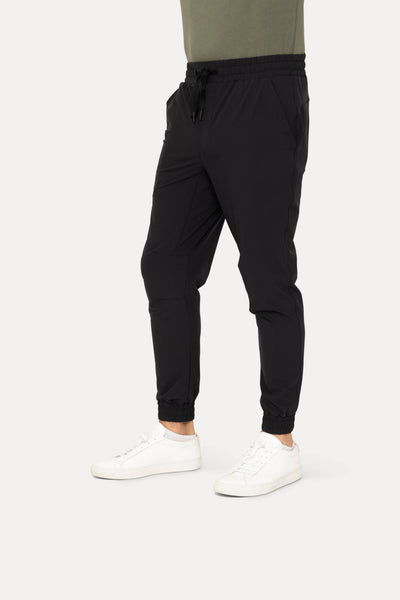 High-Waisted Zip-Up Ankle Joggers: BLACK OLIVE
