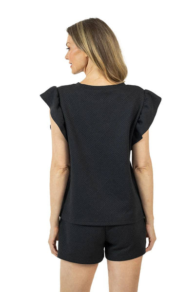 Black Ruffle Two-Piece Set Women's: Black