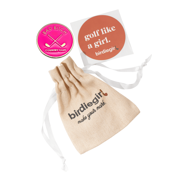 Bad Bitch Country Club Women's Golf Ball Marker with Hat Clip: Pink and Gold