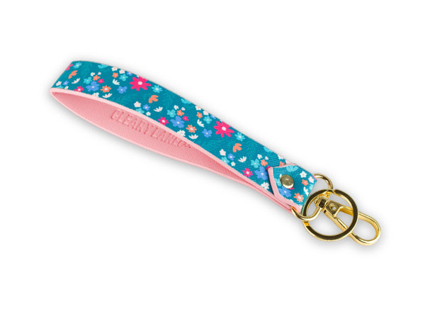 Keychain Wristlet Strap Blush Rainbow Flowers