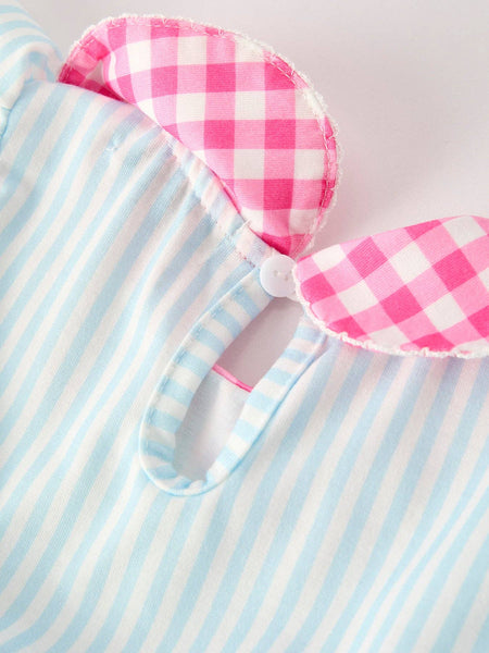 Back To School Girls Striped lapels Bow Dress: