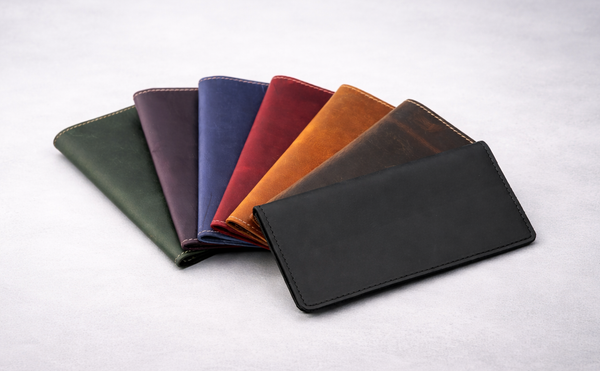 Genuine Leather Long Wallet Long Leather Bifold Wallet: Light Brown
