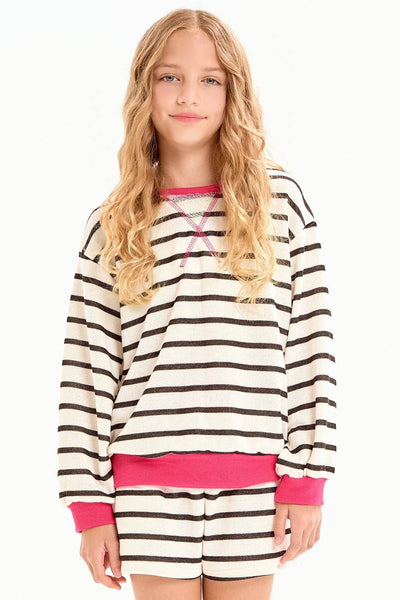 Stripe French Terry Sweatshirt: Off White