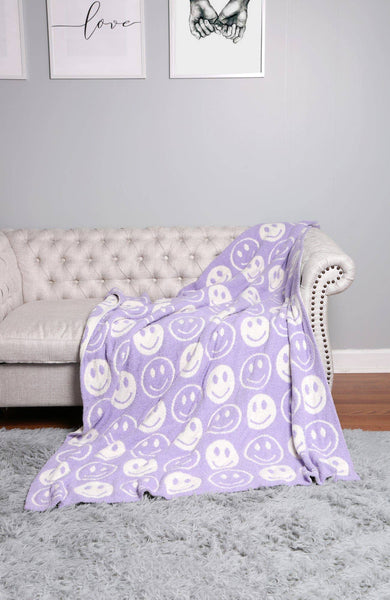 JCL4303 Super Lux Smiley Face Throw Blanket: Grey