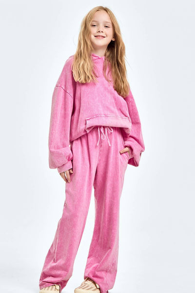 Oversized Mineral Wash Hoodie: Pink