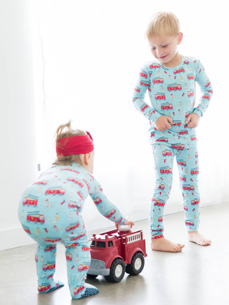 SoftSnooze™ Baby Boys Bamboo Viscose Paws To The Rescue Footed One Piece Pajama: Blue