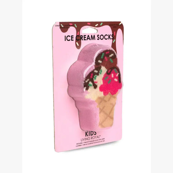 3D Packaged Socks - Kids - Ice Cream Cone w/Sprinkles -Pink