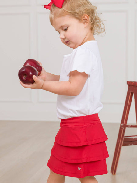 Girls Red Tiered Active Skort: Red