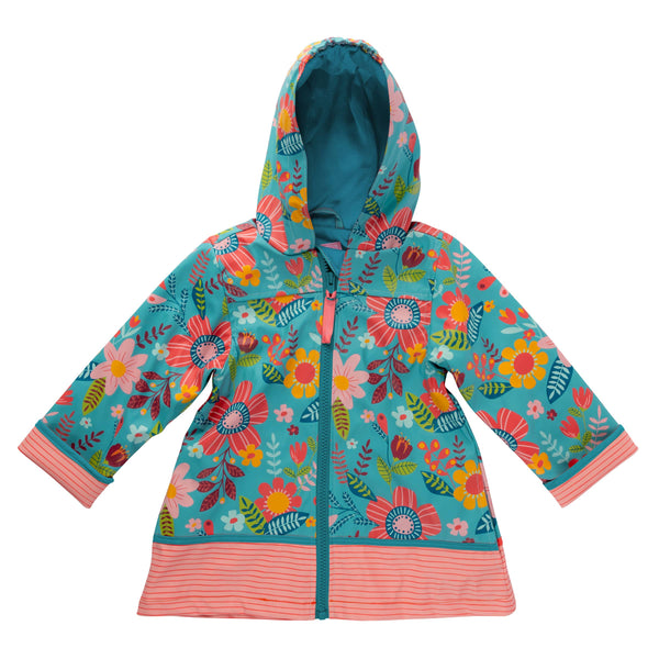 Turquoise Floral Raincoat: