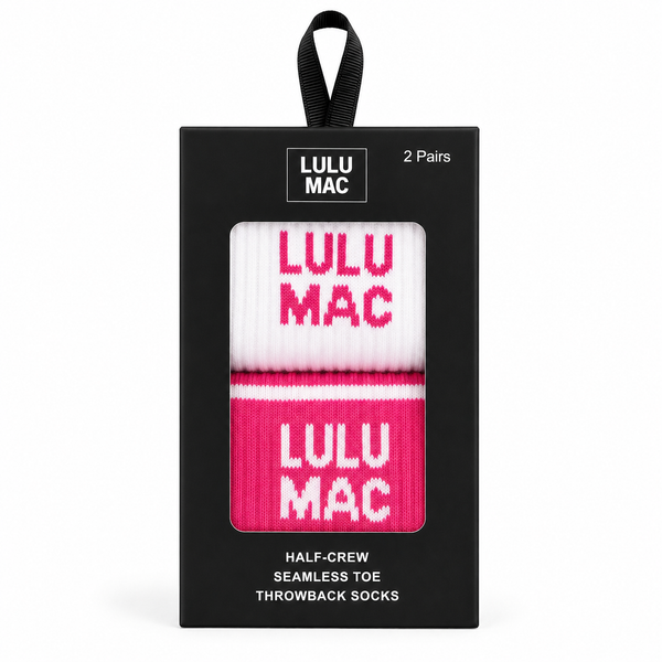Lulu Mac Socks 2 Pair Box-  HOT PINK/HOT PINK