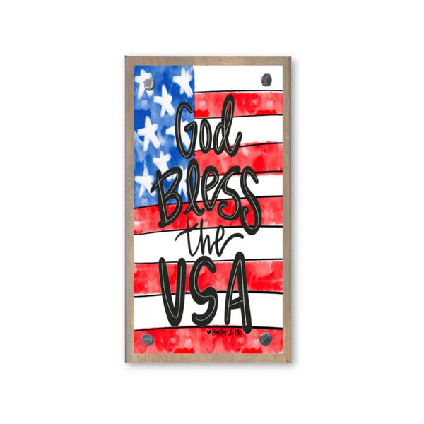 God Bless The USA Driftwood Happy Block