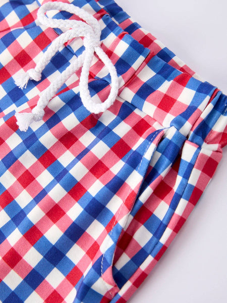 Boys 4th of July Plaid Flag Set: