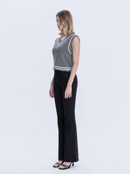 HIGH RISE FULL LENGTH COATED BOOTCUT JEANS F6314BK: Black