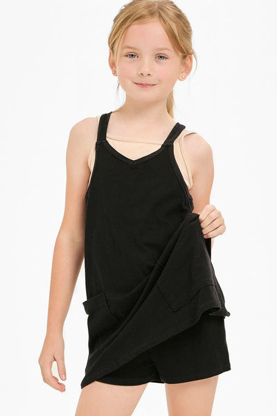 Relaxed Tank Dress with Built-In Romper Lining: Blue Aqua