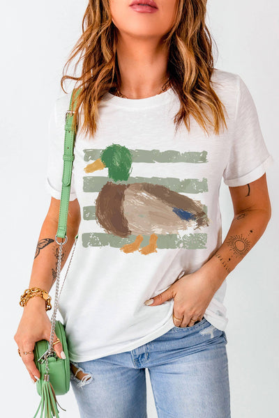 LDC Western Duck Graffiti Print T-Shirt: White