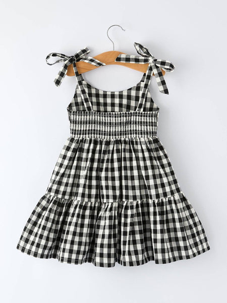 Mommy & Me Plaid Girl Smocked Ruffle Dress: