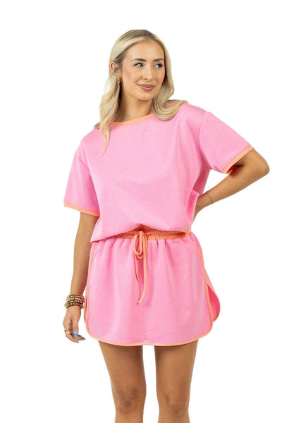 Pink and Orange Skirt and Top Set: Pink