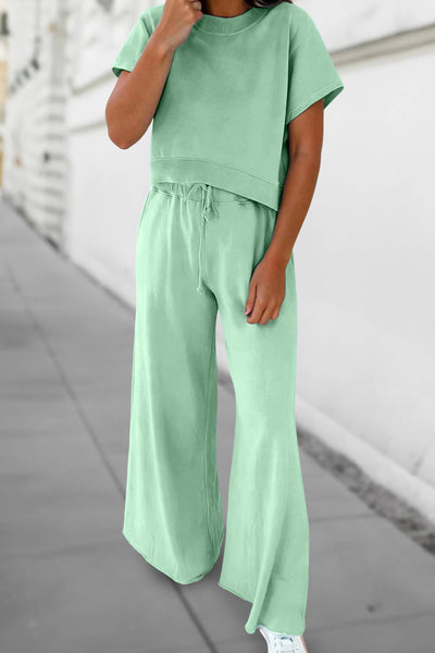 Soft Color Tee & Wide Leg Pants MIST