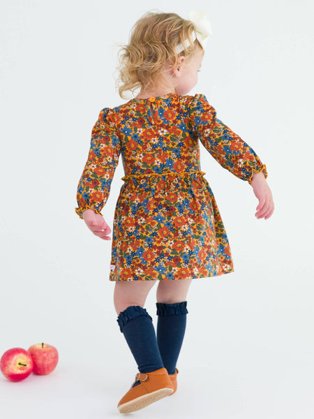 Baby Girls Golden Harvest Knit Long Sleeve Skirted Romper: Multi-Color