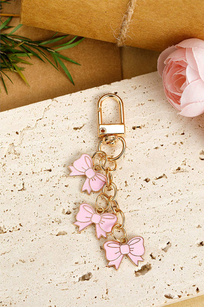 LDC Bow Knot Shape Charms Plated Alloy Keychain: Pink / ONE SIZE