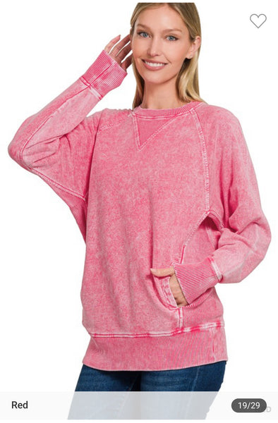 Snow wash French terry pullover