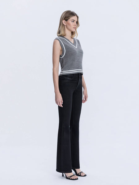 HIGH RISE FULL LENGTH COATED BOOTCUT JEANS F6314BK: Black