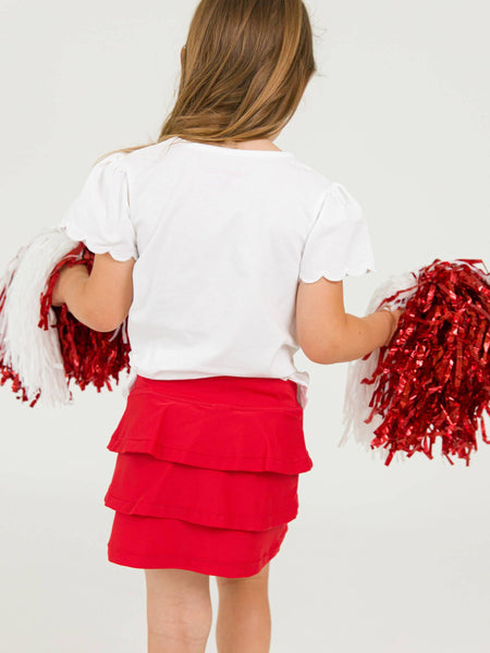 Girls Red Tiered Active Skort: Red