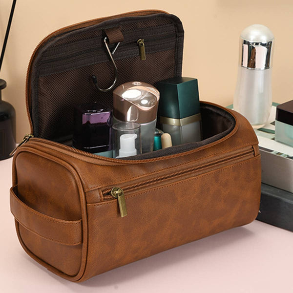 RETRO TRAVEL LEATHER COSMETIC COFFEE