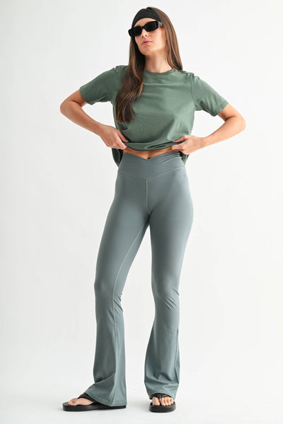 Venice Crossover Waist Yoga Pants: BLACK
