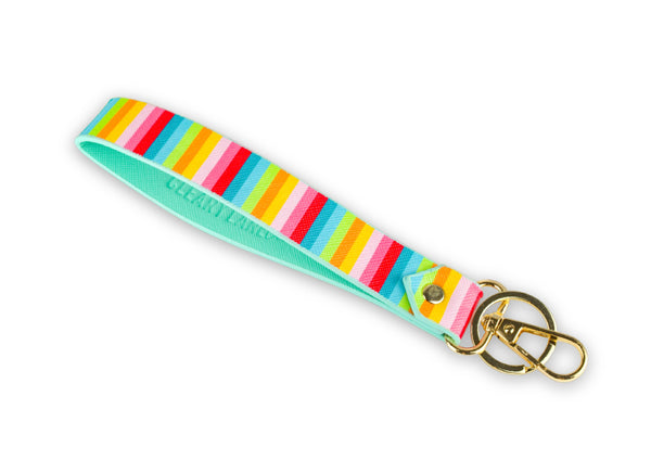 Keychain Wristlet Strap Blush Rainbow Flowers