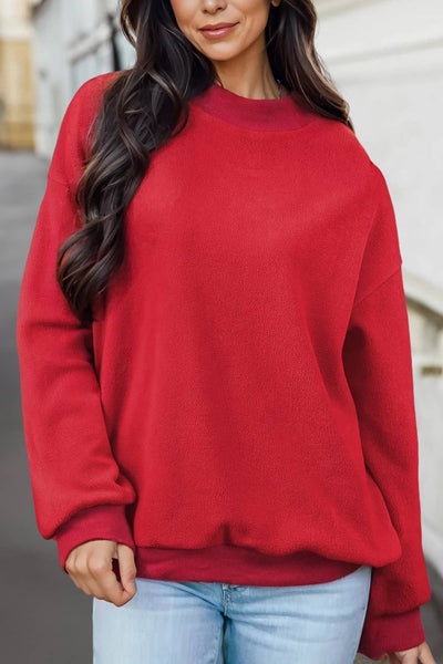 Reversible Oversized Mock Neck Sweatshirt Racing Red