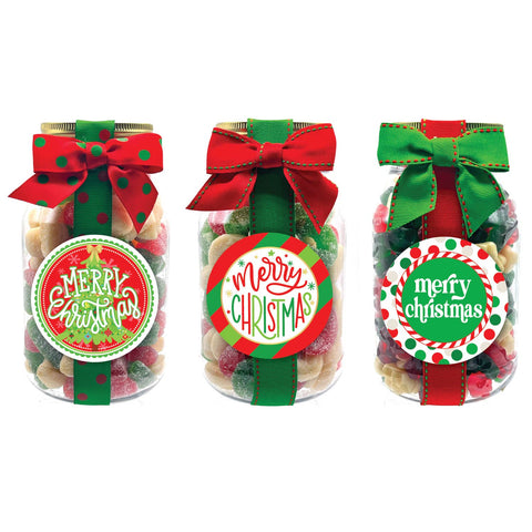 Christmas/ Holiday Candy Plastic Quart Jars Asst #1