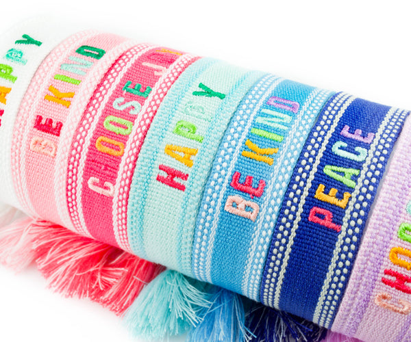 Colorful Embroidered Bracelets: Blush | Be Kind