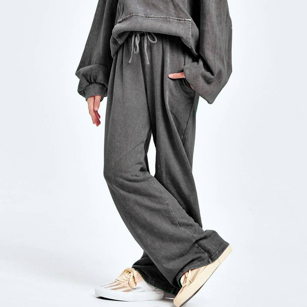 Mineral wash wide leg sweatpants: Pink