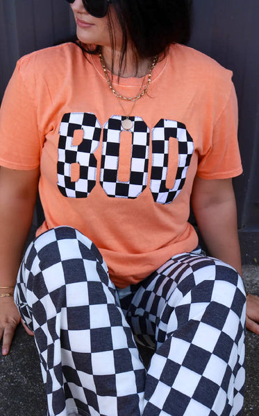 Boo Halloween Checkerboard Short Sleeve:
