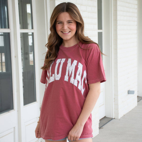 Lulu Mac Camo Adult Crimson Comfort Colors Tee