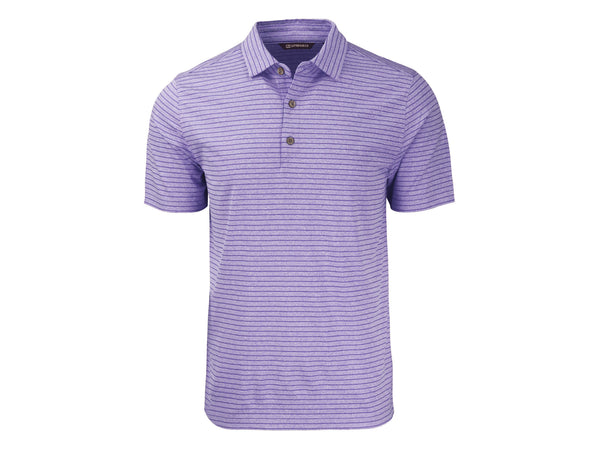 Cutter & Buck Forge Eco Heather Stripe Recycled Mens Polo: College Purple Heather