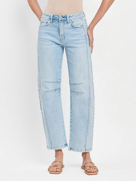 HIGH RISE LIGHT WASH BARREL LEG JEANS F5768LT: NORTHERN LIGHTS