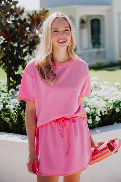 Pink and Orange Skirt and Top Set: Pink
