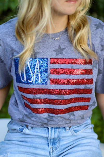 USA Flag Patriotic 4th of July Short Sleeve: