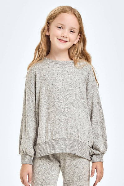 2 Tone Brushed Knit Sweatshirts : Mint Blue