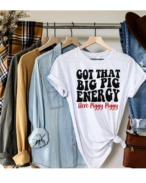 Got That Big Pig Energy Adult Arkansas Tee: Cement Triblend