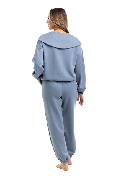 Steel Blue Matching Pants Two-Piece Set Wholesale: Steel Blue