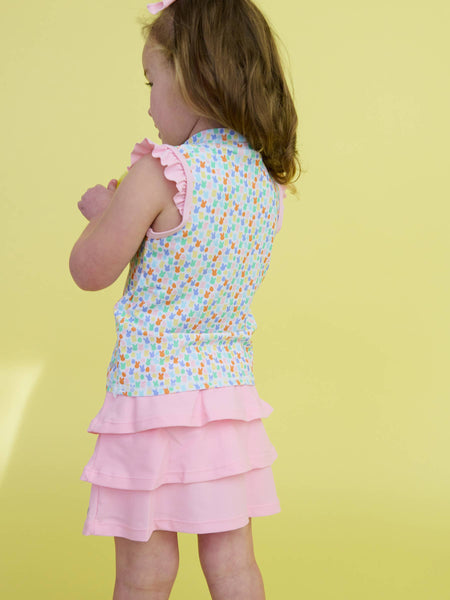 Girls Pink Tiered Active Skort: Pink