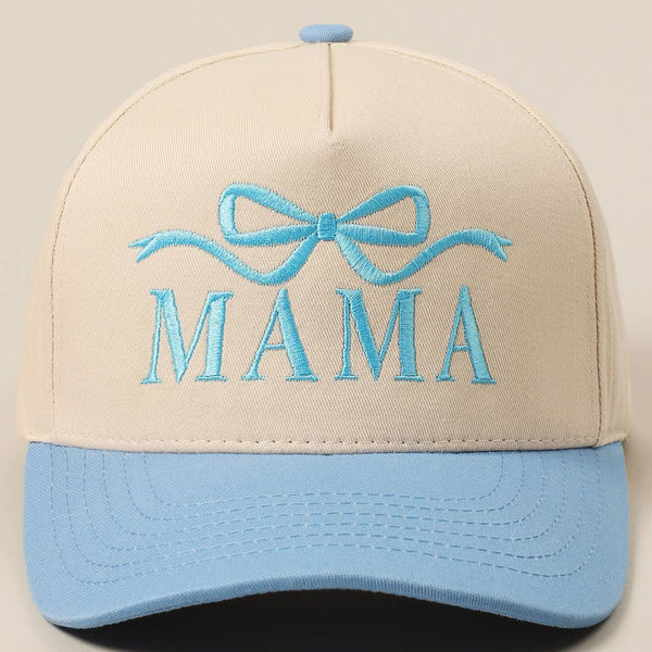 MAMA Ribbon Embroidered Two-Tone Trucker Hat: Black