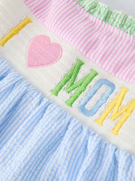 “I ❤ MOM” Smocked Girls Dress: