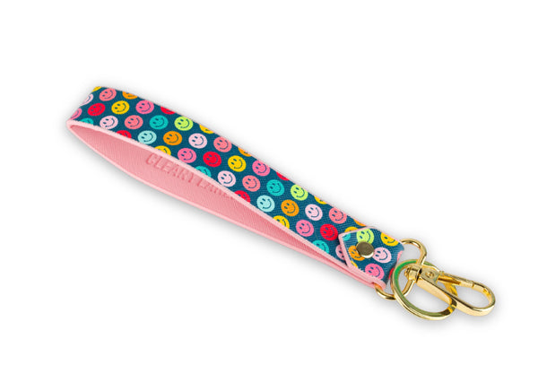 Keychain Wristlet Strap Blush Rainbow Flowers