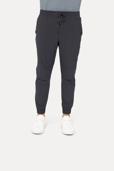 High-Waisted Zip-Up Ankle Joggers: BLACK
